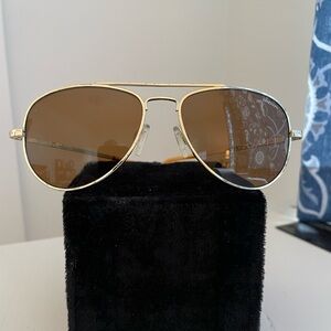 Aviator Sunglasses with Gold Frame and Brown Lenses